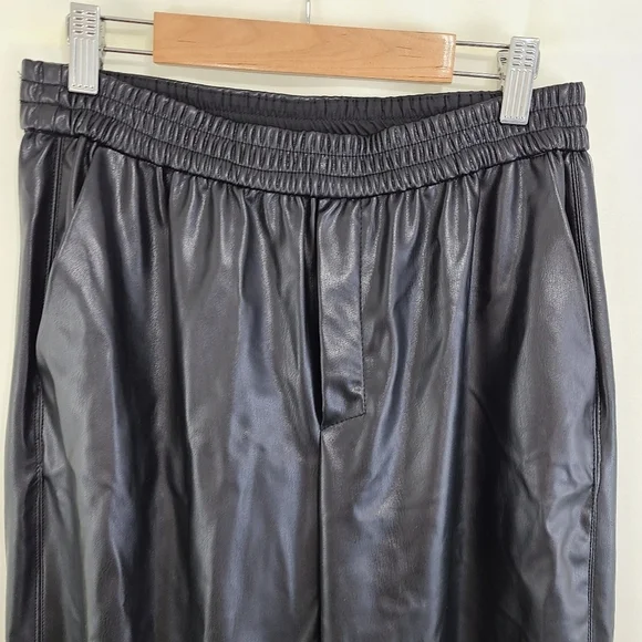 Bailey 44 Imogen black leather wide leg pants size medium cropped NEW